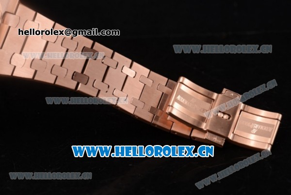 Audemars Piguet Royal Oak Offshore Seiko VK67 Quartz Rose Gold Case/Bracelet with Black Dial and Arabic Numeral Markers - Click Image to Close